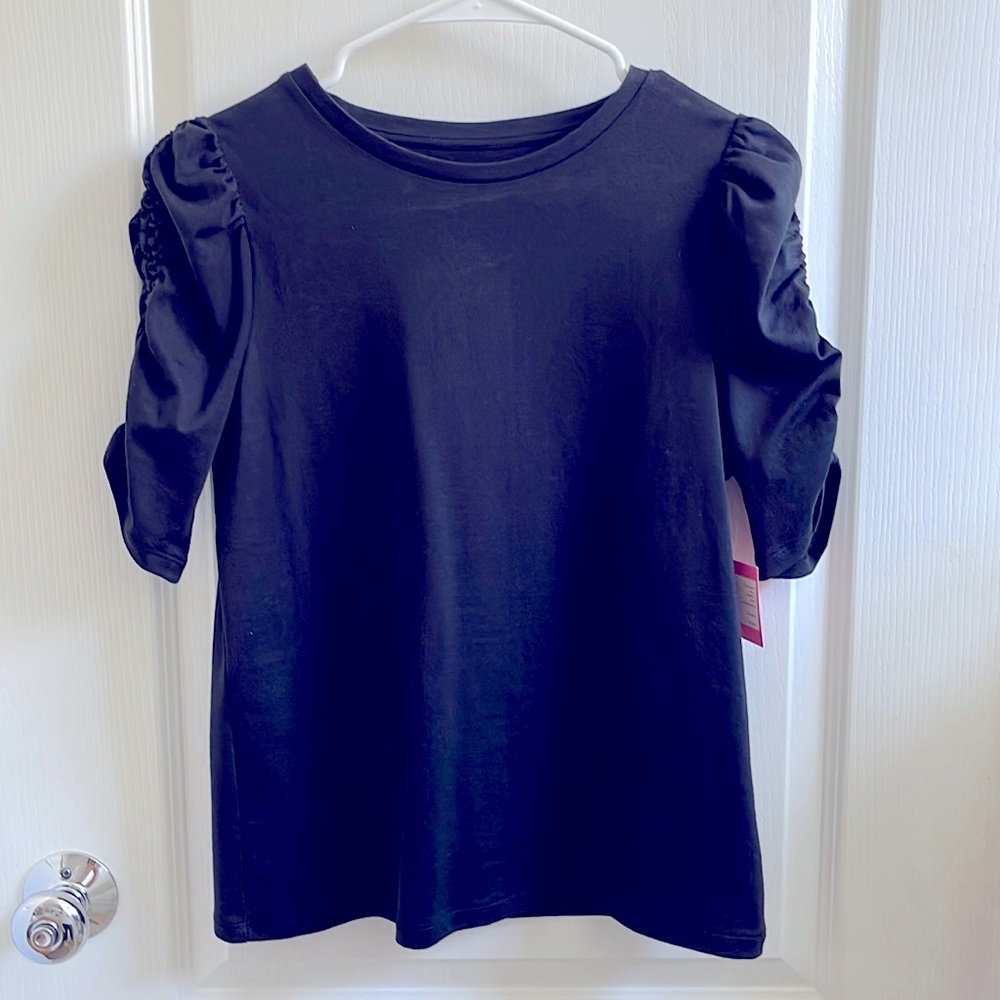 NWT Kate spade 100% cotton ruched sleeves women top